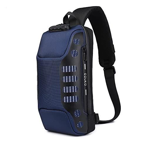 ZUK Anti Theft Sling Bag Shoulder Crossbody Backpack Waterproof Chest Bag with USB Charging Port Lightweight Casual Daypack (Blue-2),One Size