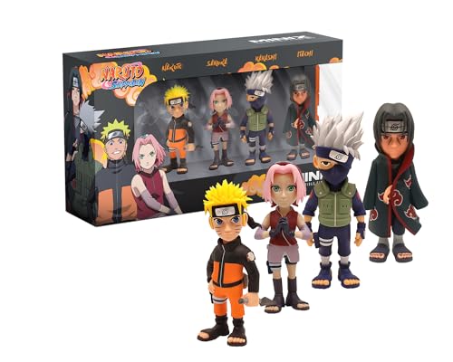 MINIX - Naruto Shippuden - Pack de 4 - Figurine Ă Collectionner 7cm (Naruto, Kakashi, Itachi, Sakura)