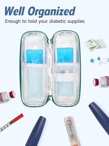 Image of YOUSHARES Portable Insulin Cooler Travel Case - TSA Approved Diabetic Medication Cooling Bag, EVA Insulated Organizer for Epi Pens, Refrigerated Diabetes Supplies Carrying Storage Kit with 2 Ice Pack