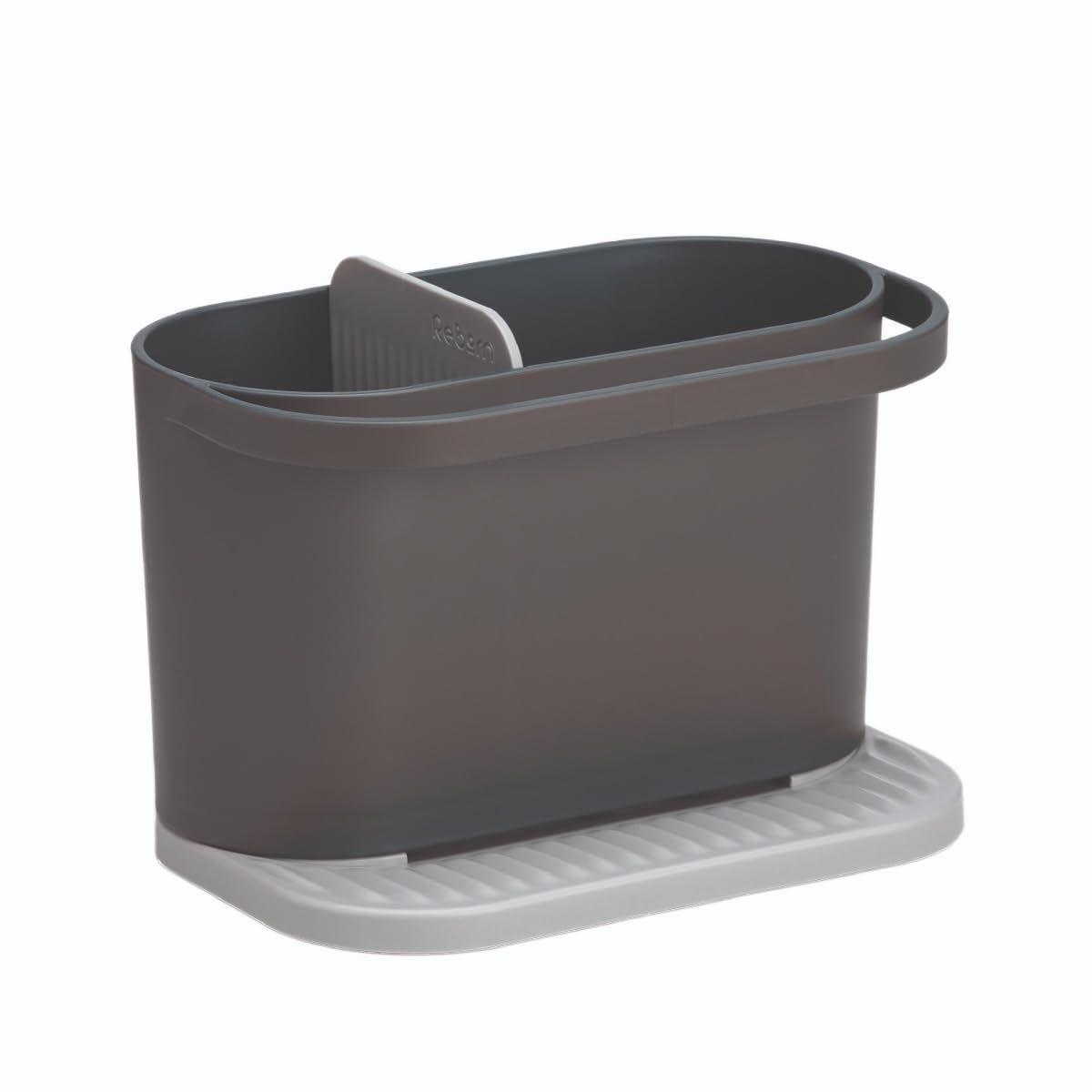 Reborn Dark Grey - Recycled Sink Tidy - Kitchen Sink Organiser - Two Main Compartments - Integrated Dishcloth Rail - Ribbed, Sloping Base For Draining - Made In Britain (Dark Grey)