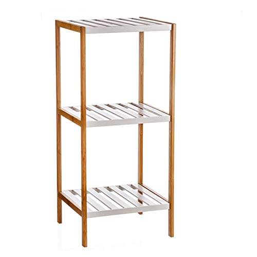 Estantería para Baño con 3 Baldas de Bambú 33 x 34 x 77 cm – Estante Organizador Repisa Blanco