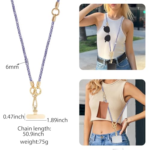 FUAHXYES Crystal Phone Strap Crossbody Phone Lanyard Neck, Purple by FUAHXYES - Used condition - Image 6