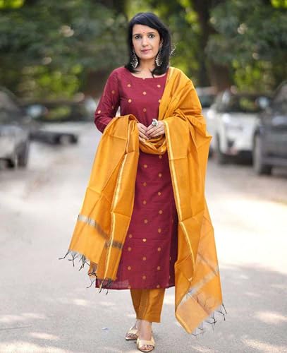 Image of GoSriKi Viscose Printed Kurta for Women | Kurti Set Woman | Kurta with Pant & Dupatta | Straight Ethnic Suit | Indian Outfit Ladies Dress Stylish Traditional Clothing Party Office Fashion Look Style
