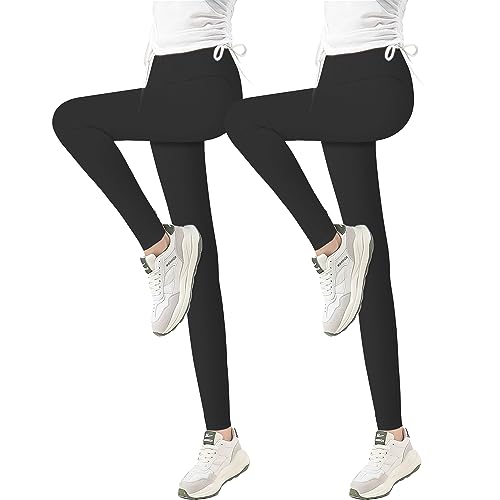 Ilover Toddler Girls Cute Skinny Stretch Athletic Leggings Little Kids High Waisted Solid Yoga Pants Ankle Length 2 Packs Size 12-13 Years #TOP3