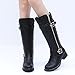 GLOBALWIN Women's Black Quilted Knee High Boots Low Heel Comfortable Fashion Dressy Riding Boots For Women Size 8M