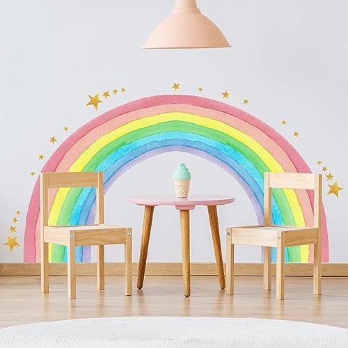 APOMOONS Pegatinas Infantiles Pared, Adhesivo decorativo para pared Arcoíris Pegatinas de pared, Diseño de arco iris grande Pared Bebé Guardería Niños Dormitorio