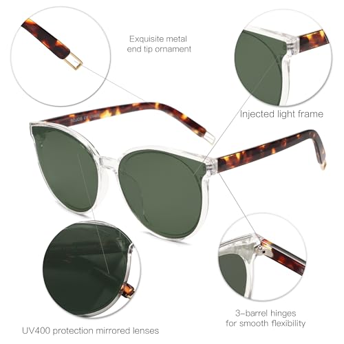 SOJOS Fashion Round Sunglasses for Women Men Oversized Vintage Shades SJ2057