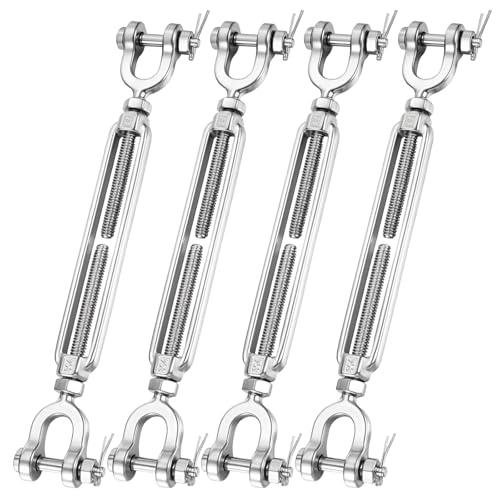 3/8"x6" Stainless Steel Turnbuckle Heavy Duty Cable Tensioner 4Pack