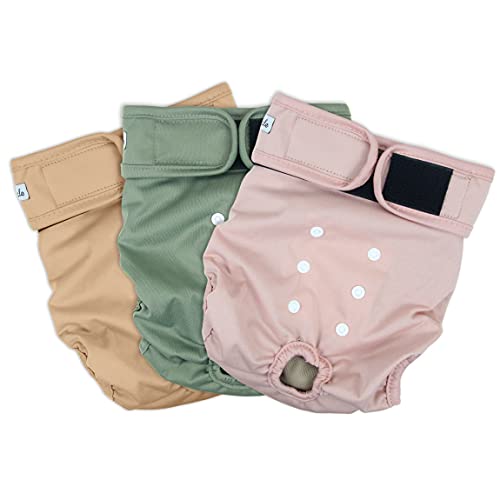 Grecle Washable Female Dog Diapers - Premium Reusable Diapers For Doggie In Heat - Highly Absorbent Dog Diapers Female For Pet Incontinence With Adjustable Snaps (Morandi, S) #TOP1