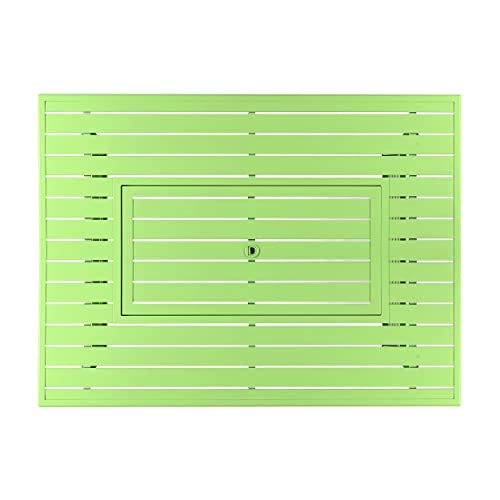 Image of Oakland Living Rectangular 48 in. x 36 in. Aluminum Propane Fire Pit Table, Glass Beads, Two Covers, Lid, 57,000 BTUs in Green Finish