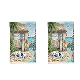 Sommer-Geschirrtücher mit Dalmatiner-Motiv, Strandküche, 2 Stück, Küstenwelpe, Strandhütte, schnell trocknend, tropisches Einweihungsgeschenk zum Kochen, Küche, Badezimmer