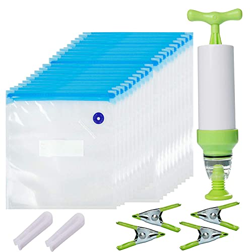 Sous Vide Bags 30 Reusable Vacuum Food Storage Bags for Sous Vide, 3 Sizes Large Sous Vide Bags with Pump, 4 Sous Vide Bag Clips for Food Storage and Chefsteps, Anova, Joule, Wancle Sous Vide Cooking