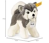 Steiff Kuscheltier Bernie Husky, Süßes Stofftier mit Kunststoffaugen, Kinder, Jungen & Mädchen, Plüschtier 17 cm, Weiß, 104985