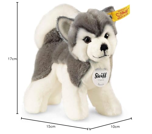 Steiff Kuscheltier Bernie Husky, Süßes Stofftier mit Kunststoffaugen, Kinder, Jungen & Mädchen, Plüschtier 17 cm, Weiß, 104985