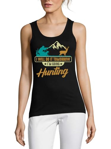 Débardeur de chasse femme humour noir en coton pour le week-end