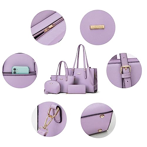 Image of Women Fashion Synthetic Leather Handbags Tote Bag Shoulder Bag Top Handle Satchel Purse Set