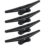 BALAVA Boat Cleats 6 Inch,Electrophoretic Coated Black Dock Cleats, Rope Cleats, Boat Dock Cleats for Marine Deck Nautical Decor, Piers for Tying up Boats,Hardware Not Included (4 Pack)