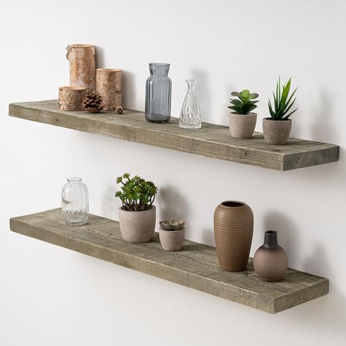 Acovy 8 INCH DEEP Rustic Reclaimed Barnwood Floating Shelves Wall