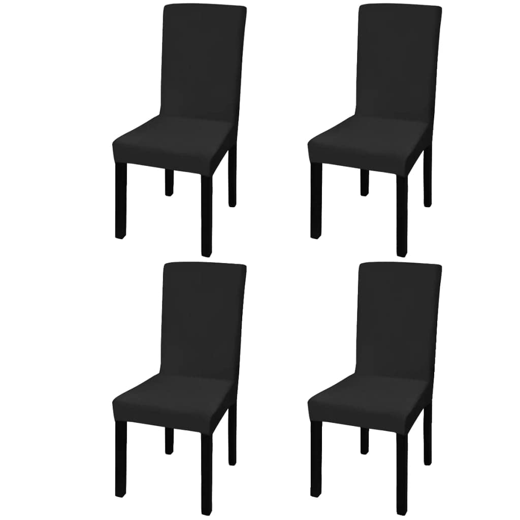 Mangloder Stretch Stuhlhussen schwarz 4 Stück, elastisch, rutschfest und waschbar, 10 Prozent Elasthan, passend für Rückenlehne 46 bis 55 cm, Esszimmer, Party und Hochzeit