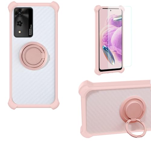 jioeuinly Case Compatible for Cubot A10 Phone Case Cover PC backplane + Silicone Soft Frame Cover [360 Metal Ring, Magnetic Car Mount] CSKB-Fen