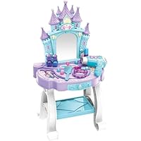 Gjo Princess Castle Vanity Playset with Mirror and Accessories, Kids Beauty Dressing Table with Lights, Kids Beauty Dressing Table, Sturdy and Safe Design, Interactive Role-Playing Toy