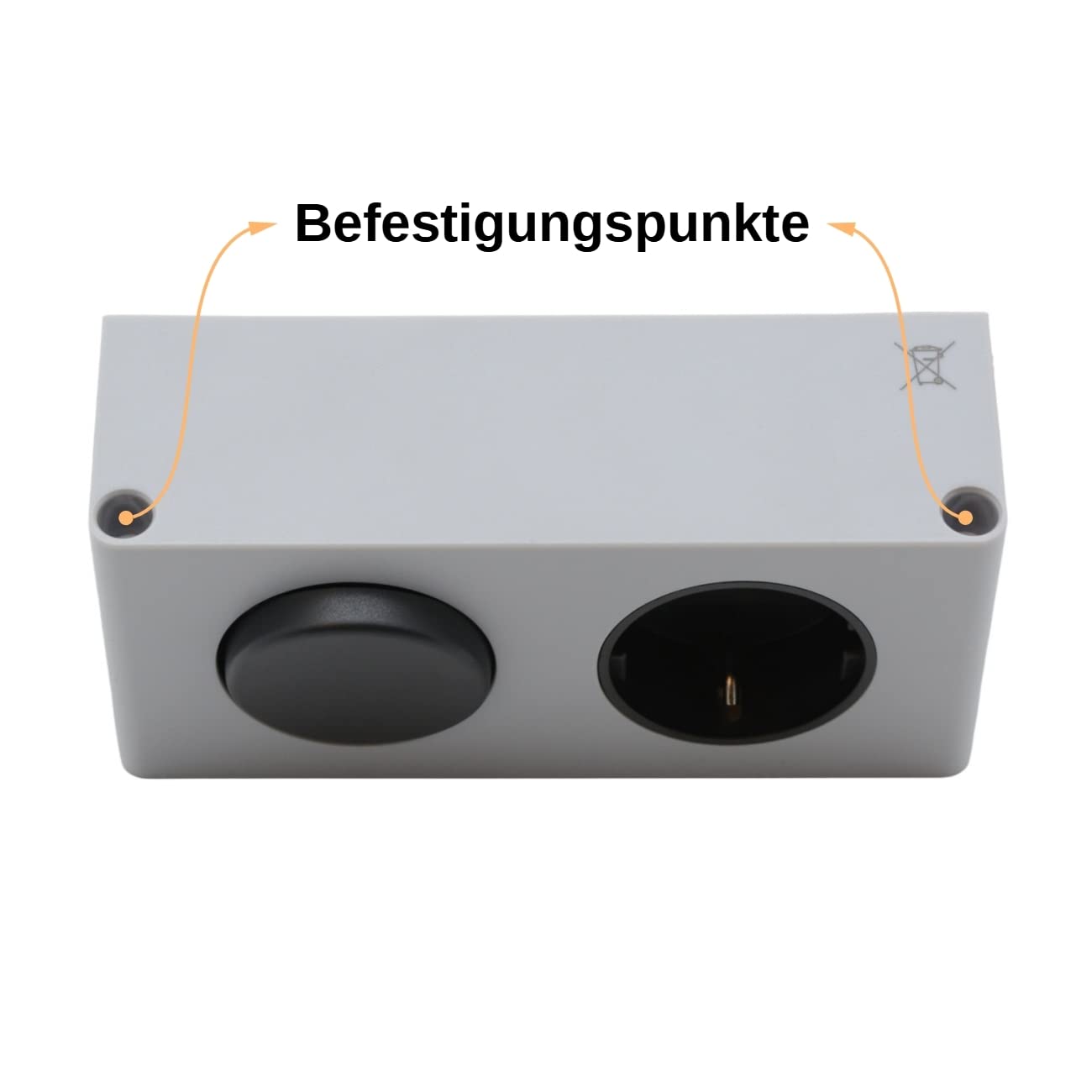 1 caja de enchufe con interruptor, caja de energía, certificado TÜV, CE, enchufe Schuko, instalación de muebles, armario con espejo, color gris.