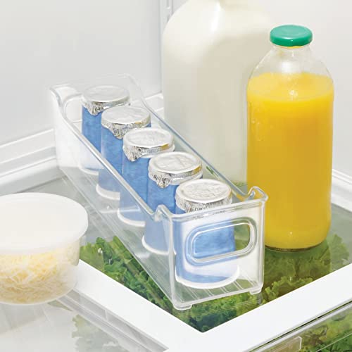 Mdesign Slim Stackable Plastic Storage Organization Bin With Handles For Kitchen Cabinet, Pantry, Shelf, Or Refrigerator - Organizer For Fruits, Drinks, And Snacks - Ligne Collection - 2 Pack - Clear #TOP2