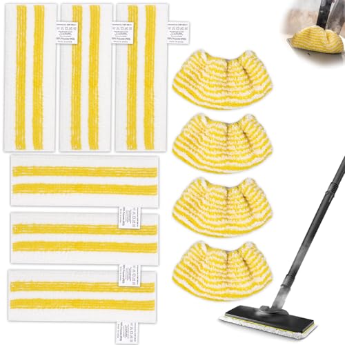 10 Stück Ersatz-Mikrofasertuch Set kompatibel, für Kärcher Dampfreiniger EasyFix SC1, SC2, SC3, SC4, SC5, Kärcher Dampfreiniger Zubehör (6x Bodendüse + 4x Handdüsen)