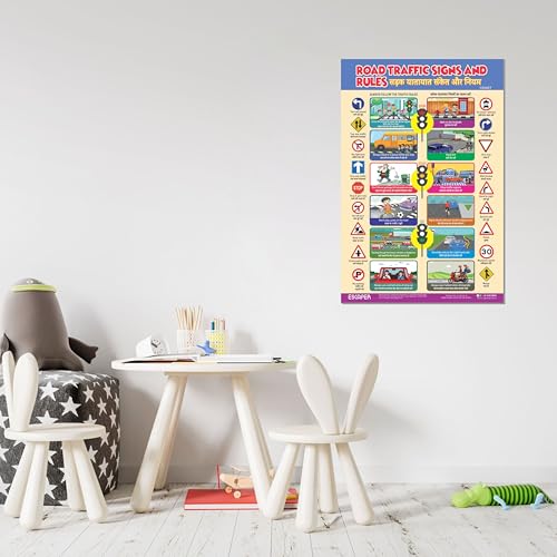 Image of ESCAPER Road Traffic Signs Educational Charts for Kids, Charts for Kids Learning (11.5 x 17.5 inches), Kids Study Material, Kids Learning Books, Educational Posters