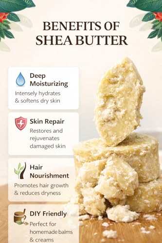 NATURALE TERRA Unrefined Raw African Shea Butter 250g (8.8 oz) – 100% Pure Organic Moisturizer for Skin, Hair & Body – Ethically Sourced from Ghana Women Cooperatives