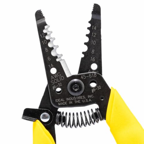 Image of IDEAL Electrical 45-618 Reflex Super T-Stripper - 8-116 AWG, Yellow, Wire Stripper, Plier Nose, Slide Lock, Textured Grips