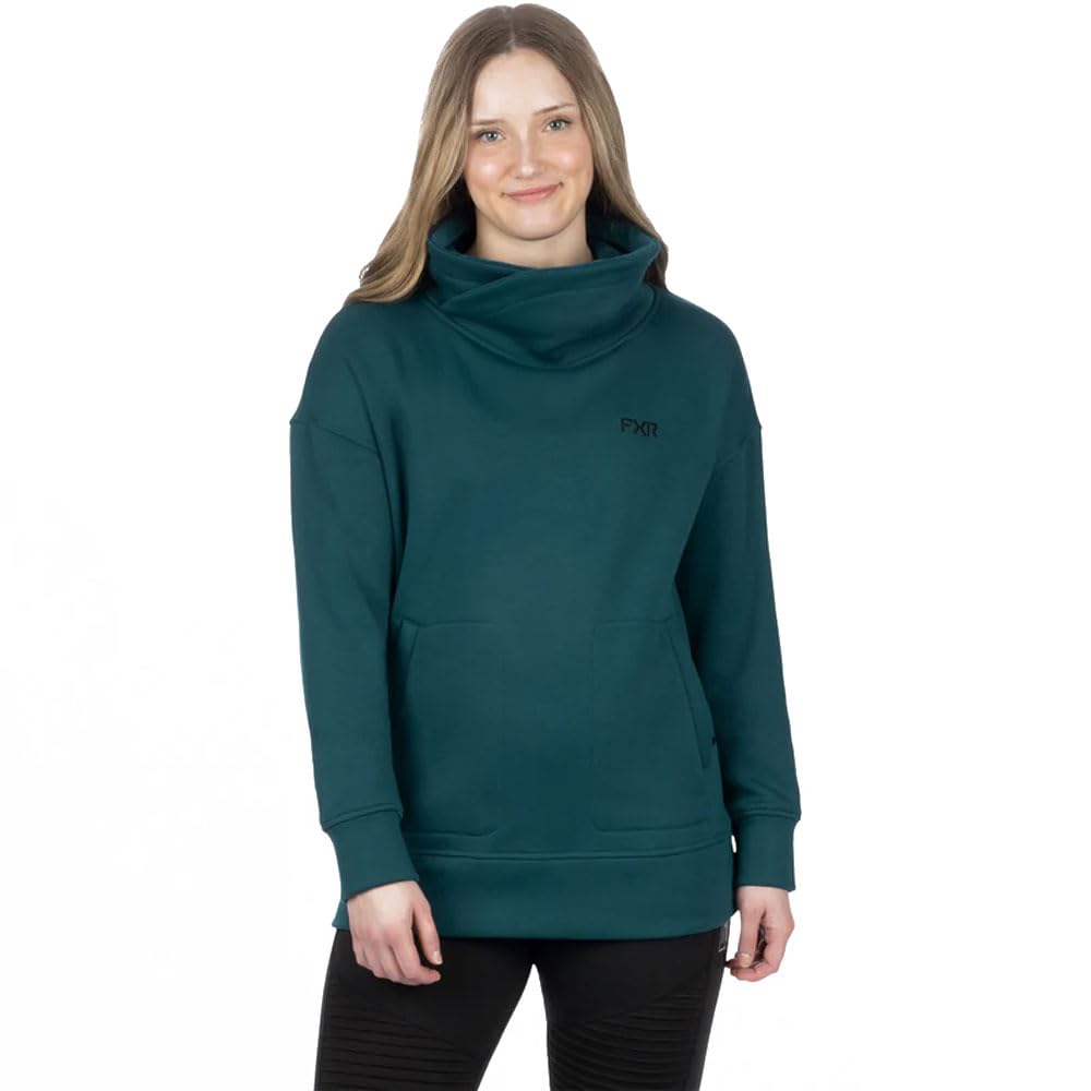 FXR Womens Ember Pullover Sweater Soft Cowl Collar Zipped Pockets Dark Steel