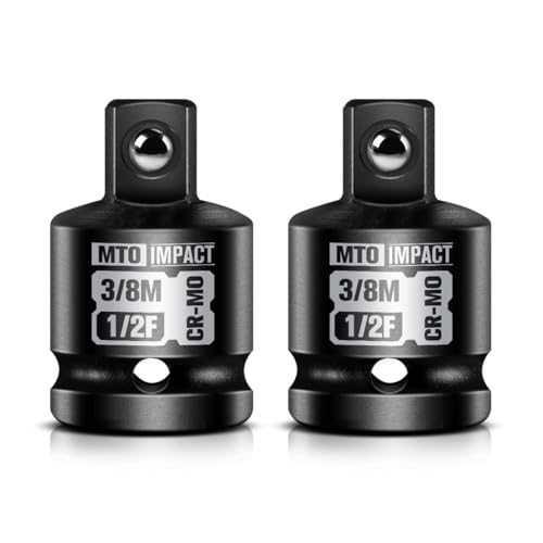 MTO 2-Piece 1/2 Female to 3/8 Male Impact Socket Adapter Set 1/2 Drive Impact Driver Conversions for Impact Wrench Chrome Molybdenum Alloy Steel