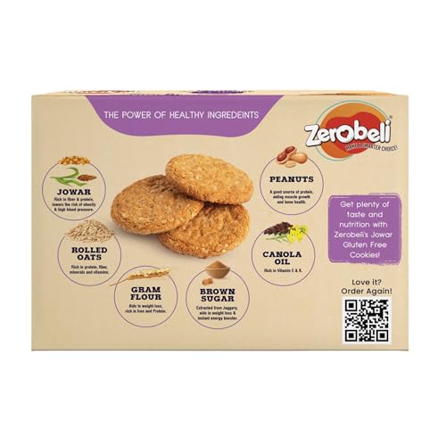 Image of Zerobeli Jowar Gluten Free Cookies 250g (Pack of 3) |100% Wholesome Multigrain Millet Cookies| Delicious And Nutritious | No Maida, No Palm Oil or Preservatives | rich in dietary fiber