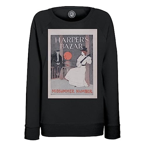 Photo de Sweatshirt Femme Noir Harper's Bazar Midsummer Couverture Anglaise Number Affiche Rétro Vintage Original