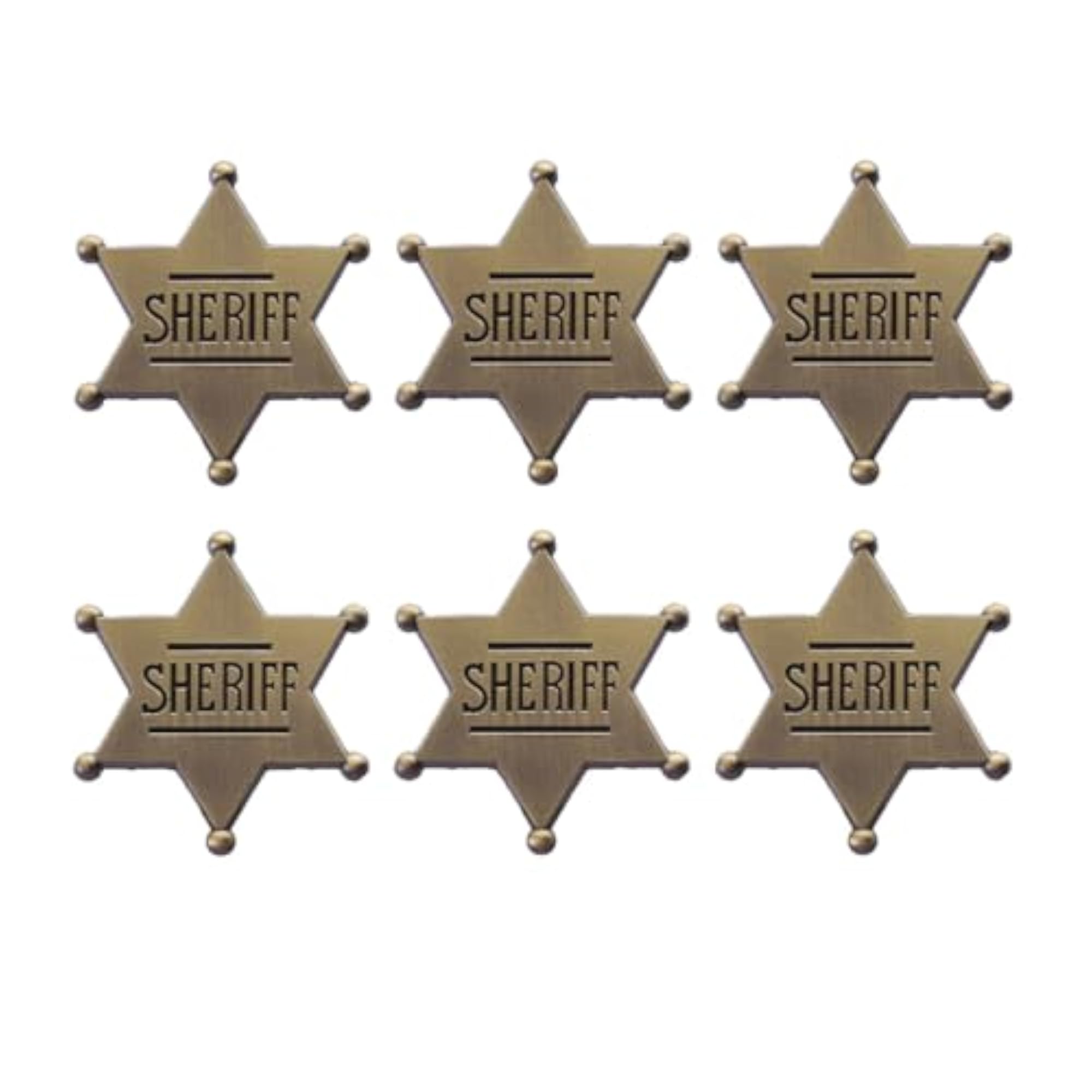 6Pcs Vintage Sheriff Lapel Pin Badges, Cowboy Theme