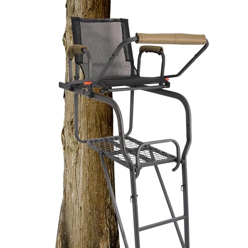 KUAFU 15.5' Ladder Tree Stand for Hunting, Single Ladder Stand, Deer Stand with Mesh Seat Hunting Gear Equipment Steel