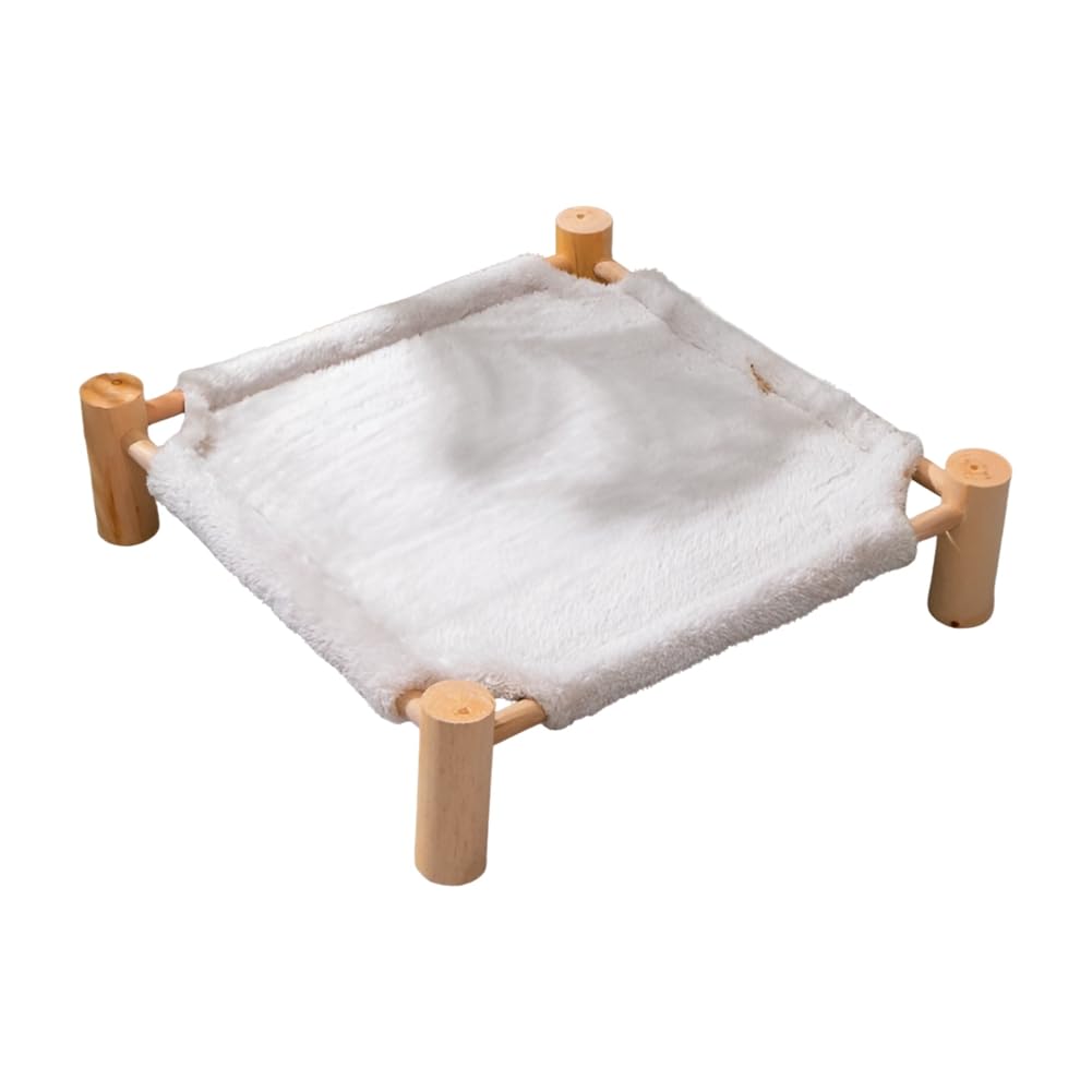 Cama Elevada para Mascotas, Taburete para Perros y Gatos, Silla para Mascotas con Patas de Madera, Cama de Felpa para Mascotas, Sofá para Cachorros Gris