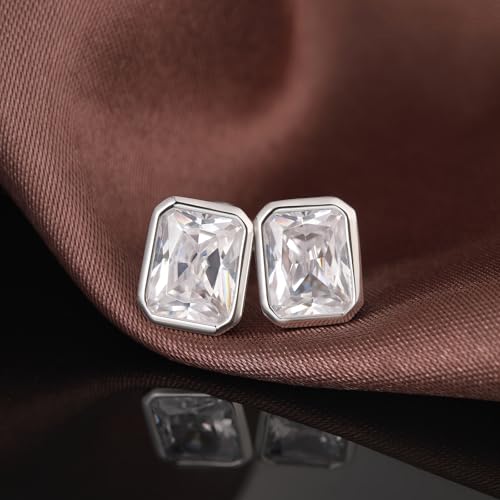 Boucles d'oreilles or blanc 18k et diamant simulé d'exception - 4