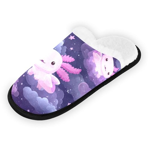 Men Women Winter Axolotl Cloud Galaxy Cartoon Family Bedroom House Slipper Non-Slip Warm Resistant Slippers