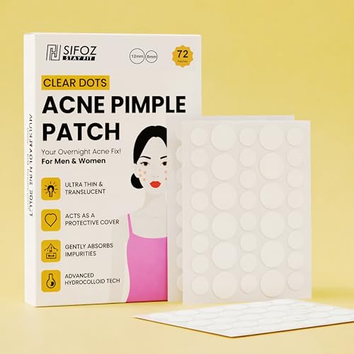 Image of Sifoz Acne Pimple Patch for Face - 72 Hydrocolloid Patches, Waterproof Overnight Treatment, Absorbs Oil, Reduces Scarring, Suitable for All Skin Types