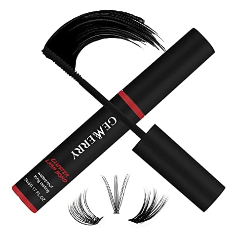 GEMERRY Lash Bond Long Retention Cluster Lash Glue Super Strong Hold Black Lash Glue for Sensitive Eyes Waterproof Individual Lash Glue for Lash Clusters Cover
