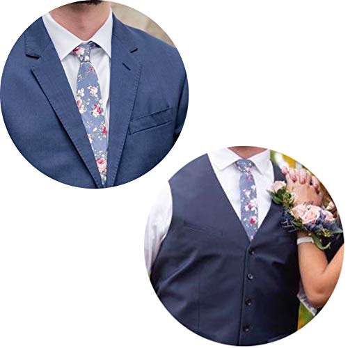 Image of Mantieqingway Floral Ties for Men Skinny Cotton Tie Flower Necktie