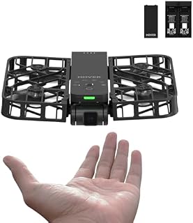 HOVERAir X1 - Samolotowa kamera, dron o kieszonkowych rozmiarach, nagrywanie wideo HDR, start z dłoni, inteligentne trasy lotu, sterowanie bez użycia rąk - czarny (Kombinacja)
