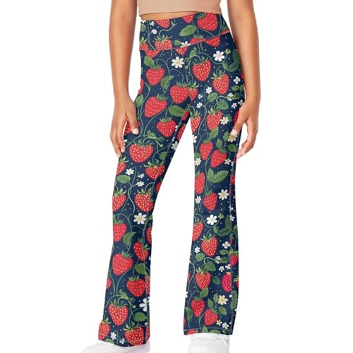 Girls Flare Leggings Floral Print Soft Pants High Waist Flare Pants 5-14 Year3