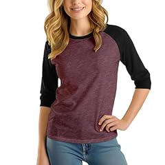 Heather Burgundy & Black Womens Raglan