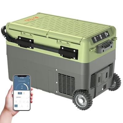 AKHAL-TEKE 12 Volt Refrigerator, Portable Freezer Rechargeable 42 Quart(40L) Dual Zone Independent Temperature Control 12/24V DC and 110-240V AC for Car, RV, Camping and Home Use -X40(NO BATTERY)