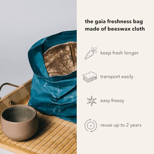 Foto von Gaia Brotbeutel Bienenwachs Bio - 100% Plastikfrei, Bienenwachstücher Beutel für Brot und Lebensmittel, Bio Brotsack zum Frischhalten (XXL)