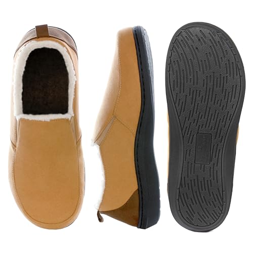 PowerStep Archwear Mens's Orthotic Slippers, Arch Support Slippers, Plantar Fasciitis Relief, Neutral Arch, Shock Absorbing Sole, Lightweight, Orthotic House Shoes, Non Slip Tread, Light Brown, 102