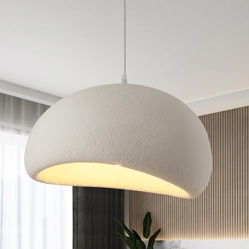 HvKvHvY Suspension moderne de 50 cm pour salle à manger, cuisine, îlot lumineux, couloir, restaurant, lampe suspendue, base E27, style japonais Wabi-Sabi, luminaire en forme de nid d'oiseau